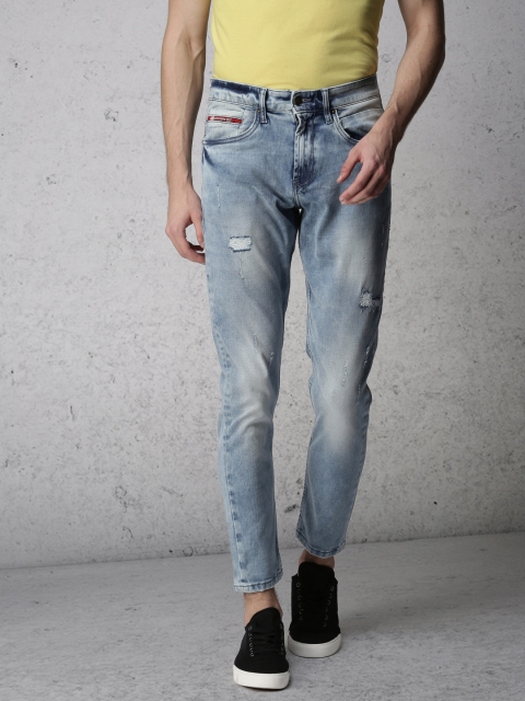

Ecko Unltd Men Blue Tapered Fit Mid-Rise Low Distress Stretchable Jeans