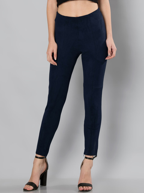 

FabAlley Navy Suede Leggings, Navy blue