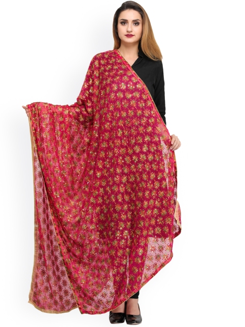 

Aksara Magenta Embroidered Dupatta