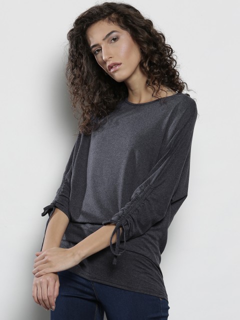 

DOROTHY PERKINS Women Navy Blue Solid Top