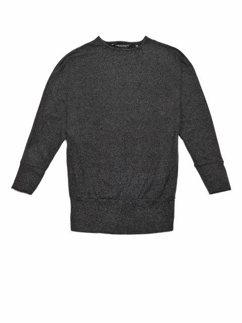 

DOROTHY PERKINS Women Charcoal Black Solid Round Neck T-shirt