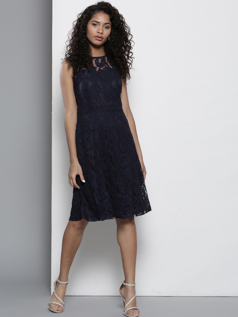 

DOROTHY PERKINS Women Navy Lace A-Line Dress, Navy blue