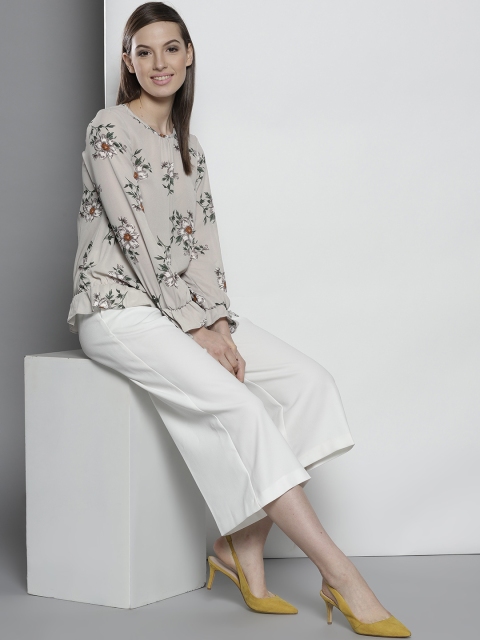 

DOROTHY PERKINS Women Grey Printed Blouson Top