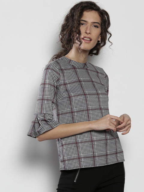 

DOROTHY PERKINS Women Black & White Checked Top