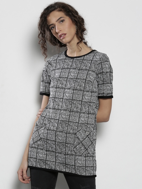 

DOROTHY PERKINS Women Black & White Checked Top