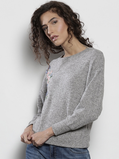 

DOROTHY PERKINS Women Grey Melange Solid Top