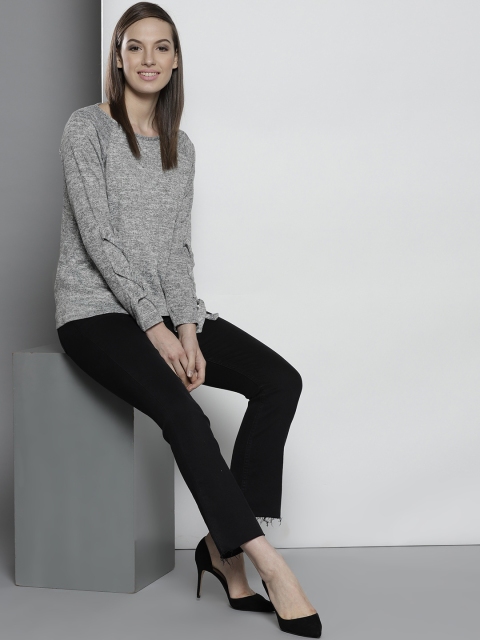 

DOROTHY PERKINS Women Grey Melange Solid Top