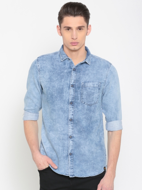 

Urban Ranger by pantaloons Men Blue Classic Slim Fit Faded Casual Denim Shirt