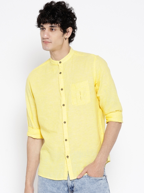 

Urban Ranger by pantaloons Men Yellow Classic Slim Fit Solid Casual Shirt