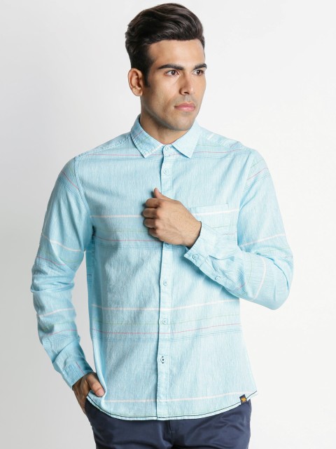 

Urban Ranger by pantaloons Men Blue Classic Slim Fit Solid Casual Shirt