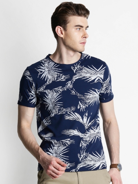 

Urban Ranger by pantaloons Men Navy Printed Slim Fit Round Neck T-shirt, Navy blue