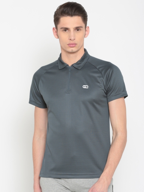

Ajile by Pantaloons Men Grey Solid Slim Fit Polo Collar T-shirt