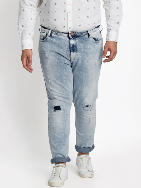 

ALTOMODA by Pantaloons Plus Size Men Blue Jean Fit Mid-Rise Mildly Distressed Stretchable Jeans