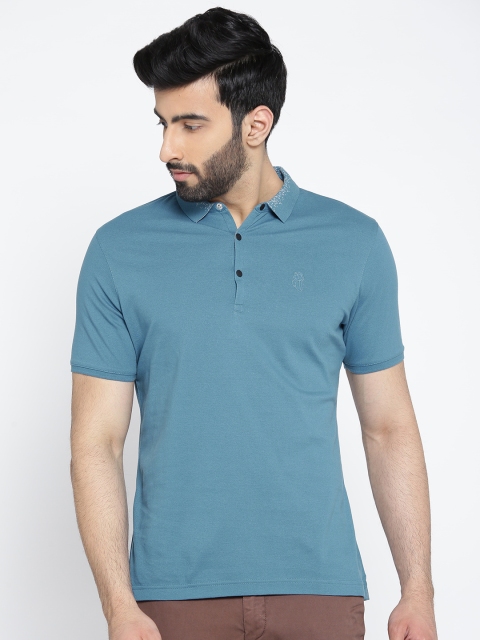 

Blackberrys Men Teal Blue Solid Polo Collar T-shirt