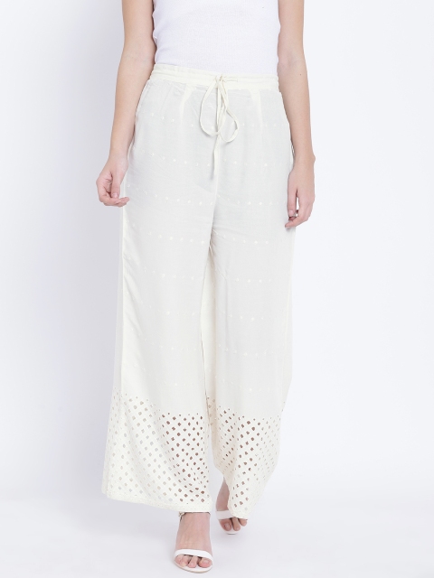 

Shree Women Off-White Straight Embroidered Palazzos