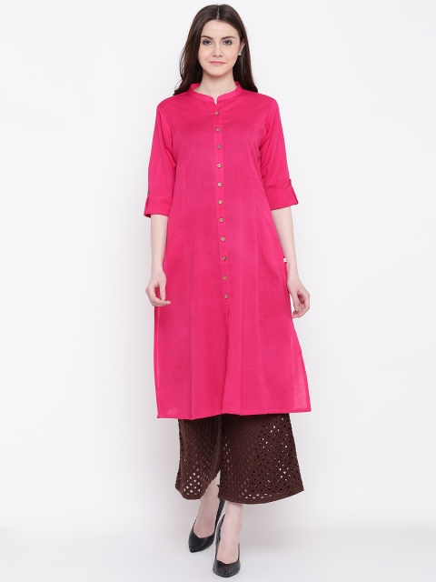 

Shree Women Pink Solid Straight Kurta