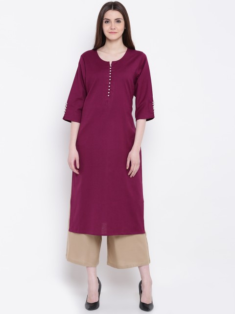 

Shree Women Purple Solid Straight Kurta