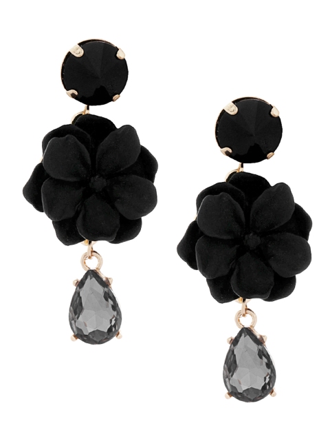 

Shining Diva Black Floral Drop Earrings