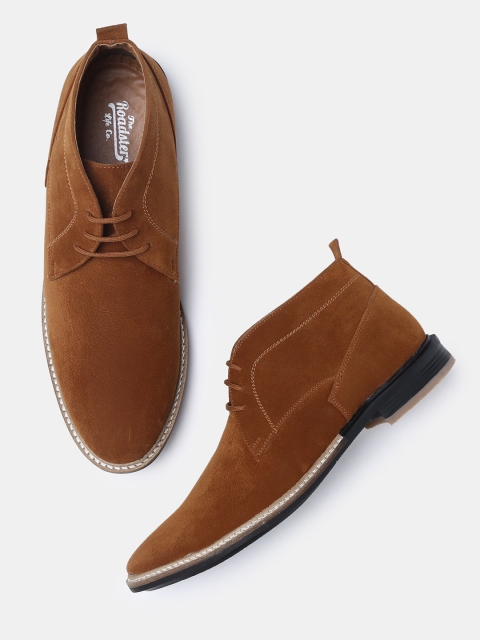 

Roadster Men Brown Solid Synthetic Mid-Top Flat Boots