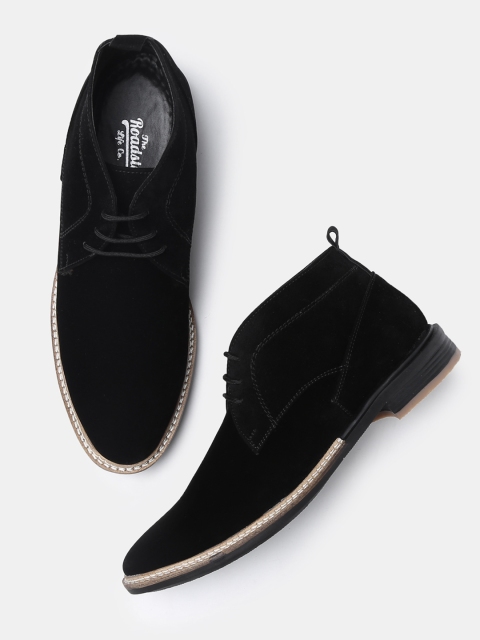 

Roadster Men Black Solid Synthetic Mid-Top Flat Boots
