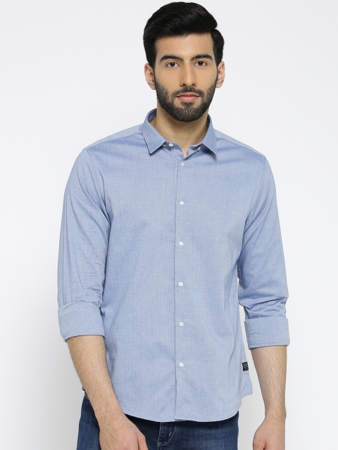 

Blackberrys Men Blue Slim Fit Self-Design Casual Shirt