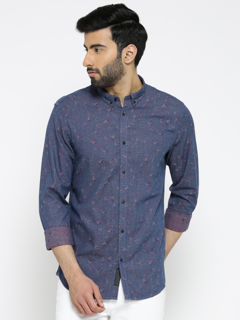 

Blackberrys Men Blue Slim Fit Self-Design Casual Shirt