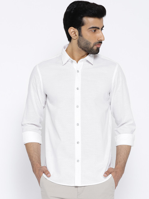 

Blackberrys Men White Slim Fit Self Design Casual Shirt