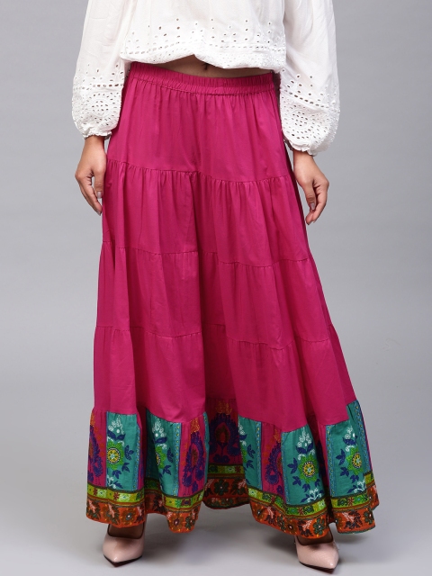 

AKS Magenta Tiered A-Line Skirt