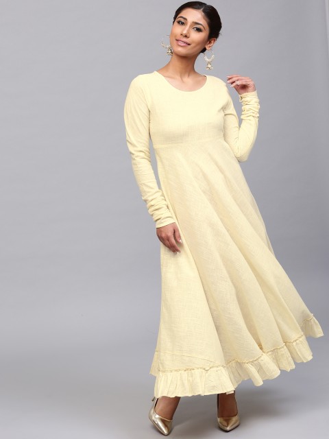 

AKS Women Yellow Solid Anarkali Kurta