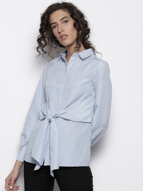 

DOROTHY PERKINS Women Blue & White Striped Casual Shirt