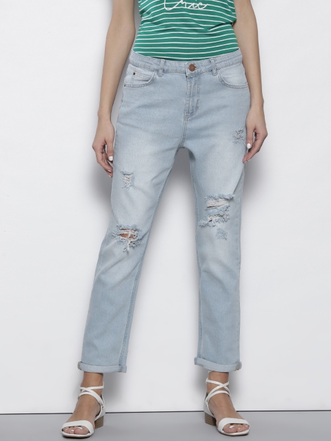 

DOROTHY PERKINS Women Blue Regular Fit Mid-Rise Mildly Distressed Stretchable Jeans