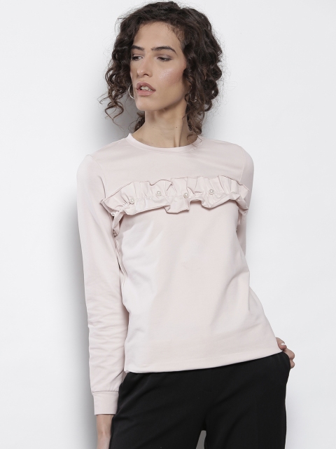 

DOROTHY PERKINS Women Light Pink Solid Frilled Detail Top
