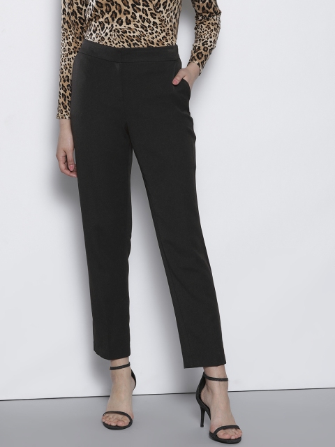 

DOROTHY PERKINS Women Black Solid Plain Cropped Formal Trousers