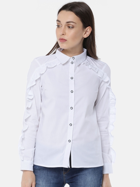 

Vero Moda Women White Regular Fit Solid Casual Shirt