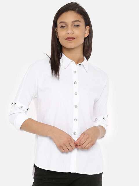 

Vero Moda Women White Regular Fit Solid Casual Shirt