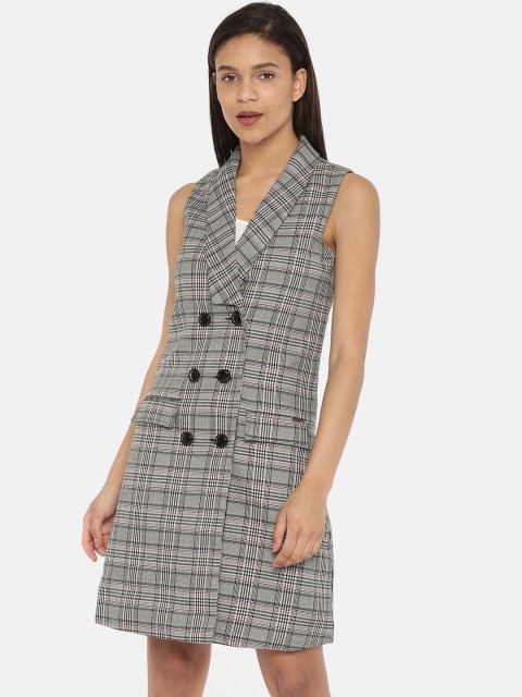 

Vero Moda Women Black Checked Shirt Dress