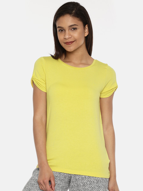 

Vero Moda Women Yellow Solid Round Neck T-shirt