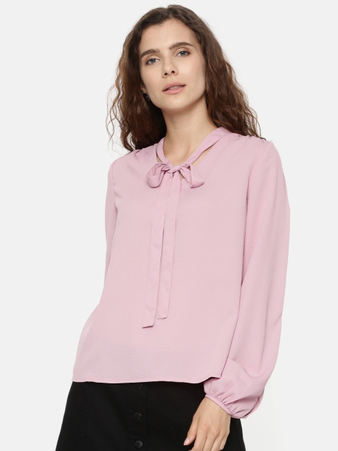 

Vero Moda Women Pink Self Design Tie-up Top