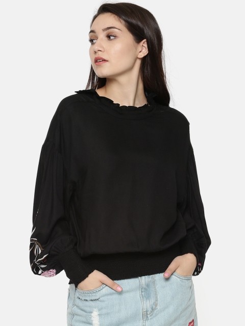 

Vero Moda Women Black Solid Blouson Top