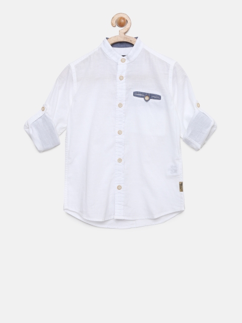 

Flying Machine Boys White Regular Fit Solid Casual Shirt