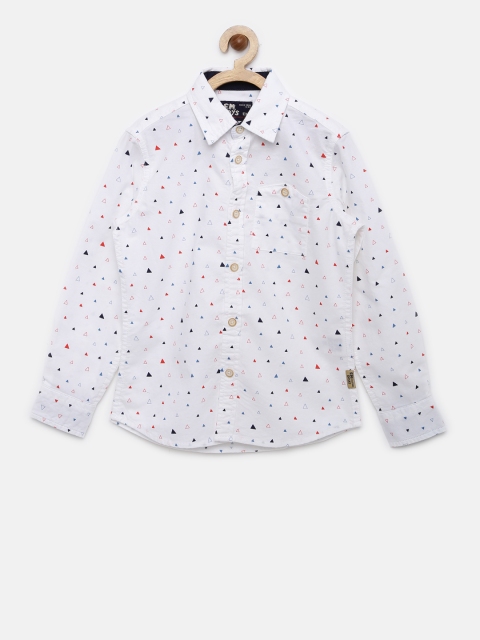 

Flying Machine Boys White Regular Fit Printed Casual Shirt