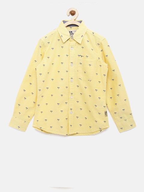 

Flying Machine Boys Yellow Regular Fit Printed Casual Shirt