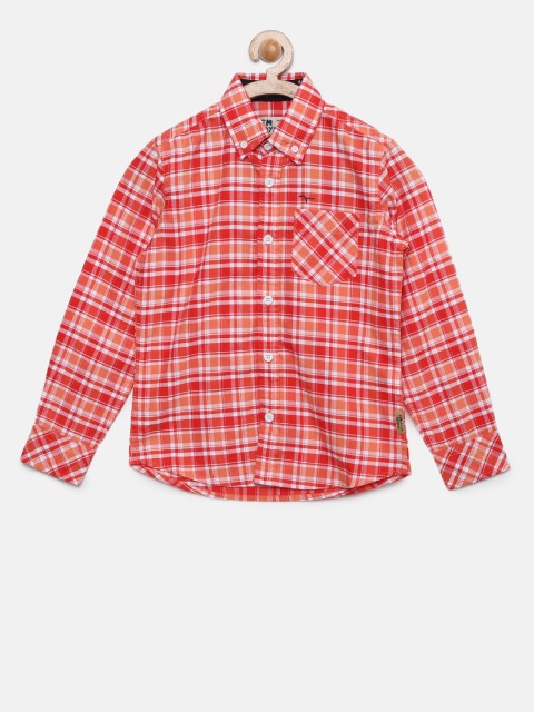 

Flying Machine Boys Red & White Regular Fit Checked Casual Shirt