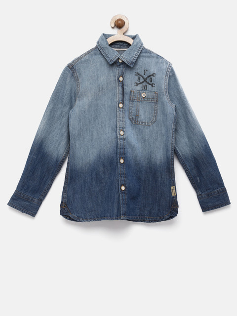 

Flying Machine Boys Blue Regular Fit Faded Denim Casual Shirt