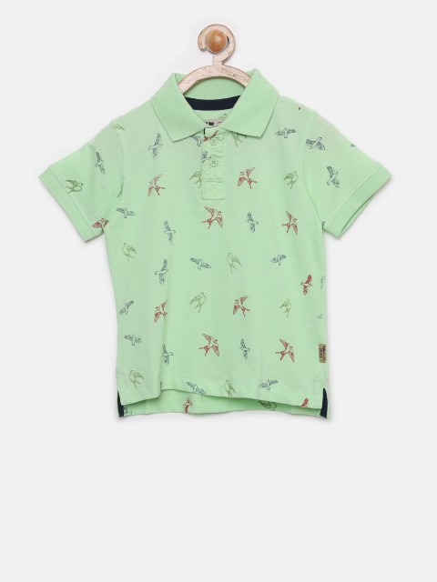 

Flying Machine Boys Green Printed Polo Collar T-shirt