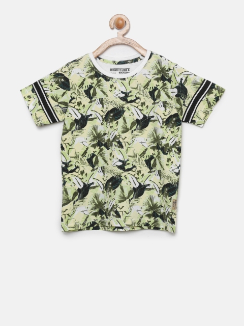 

Flying Machine Boys Green Printed Round Neck T-shirt