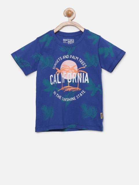 

Flying Machine Boys Blue Printed Round Neck T-shirt