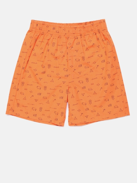 

Flying Machine Boys Orange Printed Regular Fit Regular Shorts