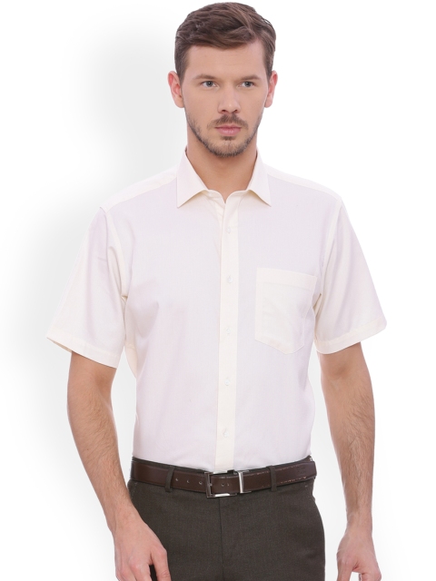 

Van Heusen Men Cream-Coloured Slim Fit Solid Formal Shirt