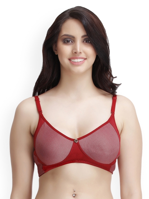 

Clovia Red Solid Non-Wired Non Padded T-shirt Bra BR0844R09